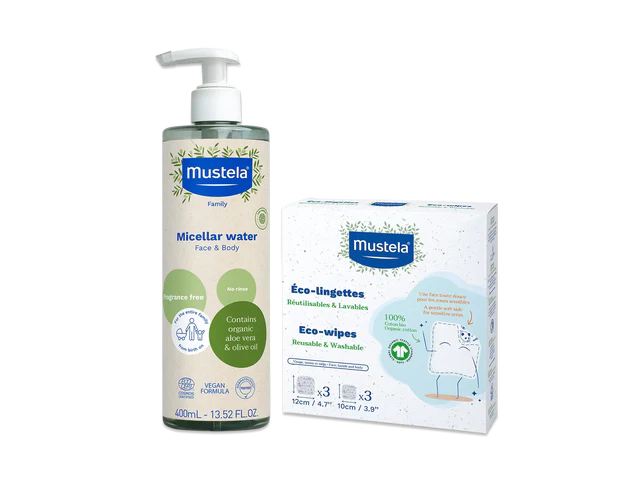 Organic Micellar Water & Reusable Eco Wipes Set